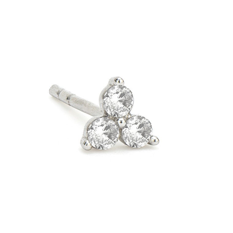 *VIRTUAL POP UP* Jude Frances 18K White Gold Petite Diamond Trio Stud Earring (Single)