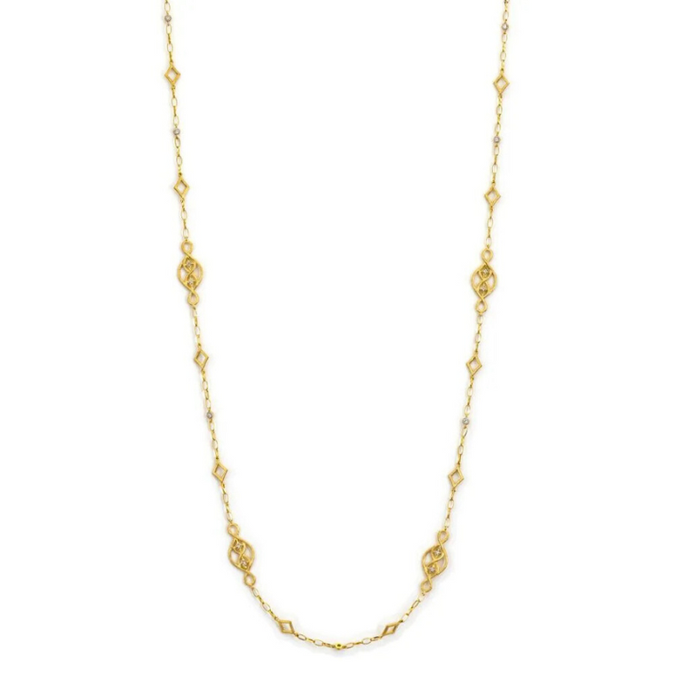*VIRTUAL POP UP* Jude Frances 18K Yellow Gold Moroccan Marquis Necklace, 32"