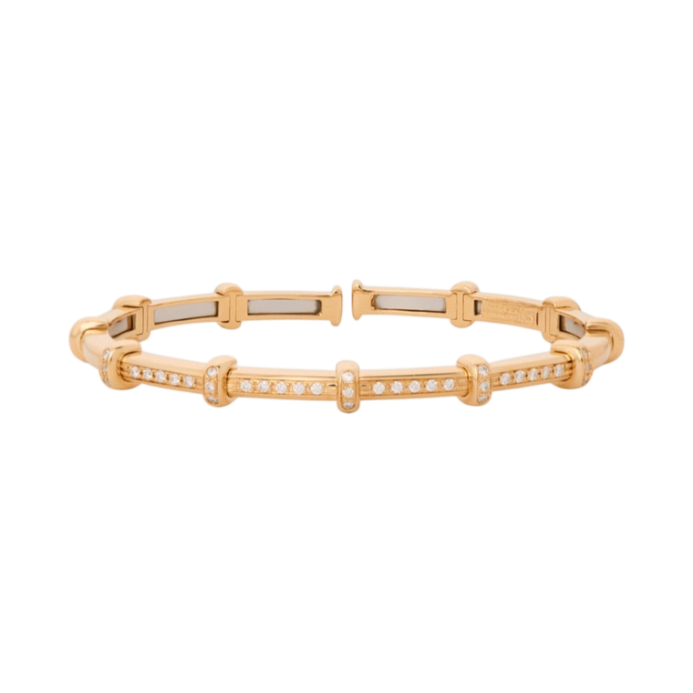 Sidney Garber 18K Yellow Gold Diamond Spring Bracelet