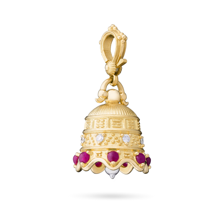 Paul Morelli 18K Yellow Gold Stone Temple Bell, 15mm