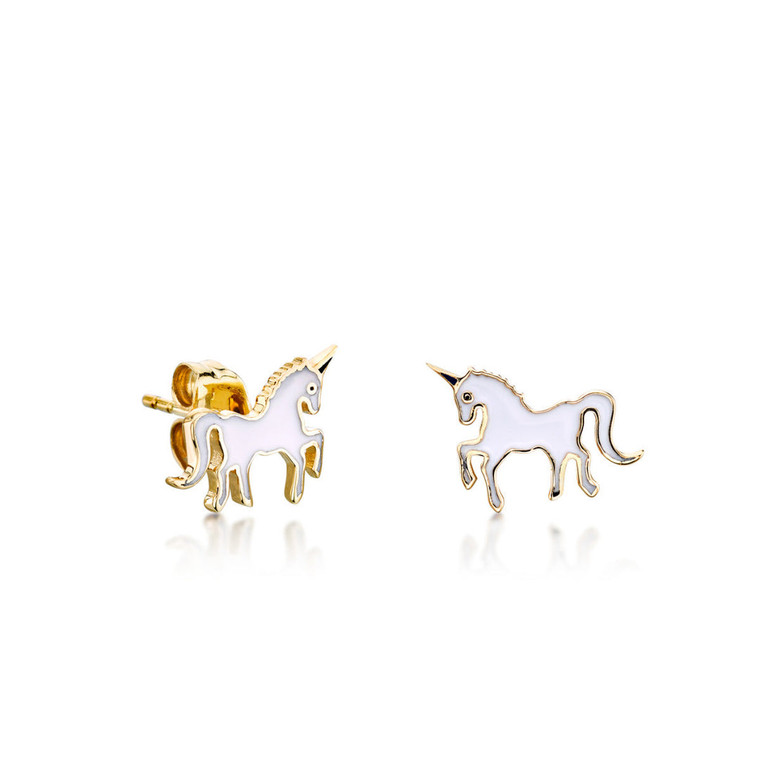 *VIRTUAL TRUNK SHOW* Sydney Evan Little Loves Gold Enamel Unicorn Earrings (Pair)