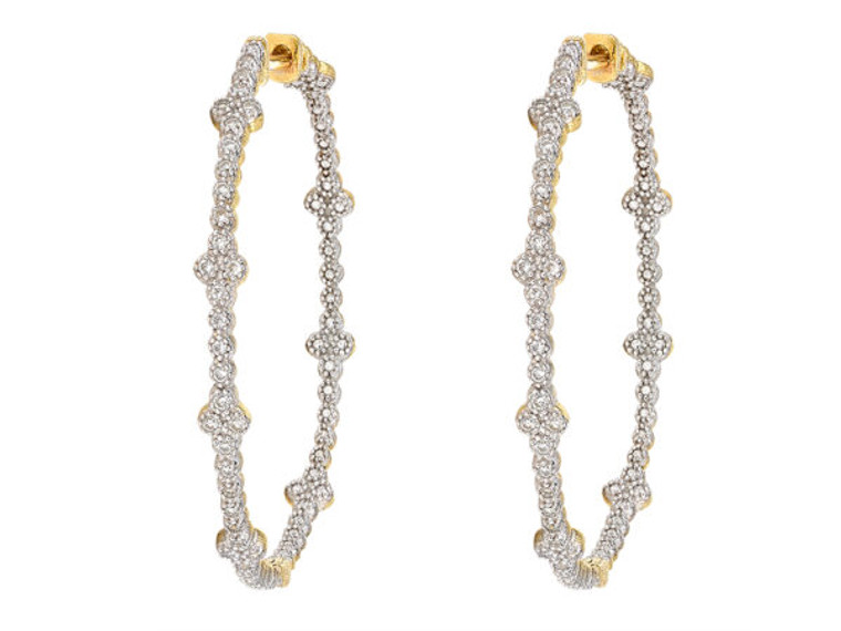 *VIRTUAL POP UP* Jude Frances 18K Yellow Gold Provence Diamond-Embellished Quad Large Hoop Earrings