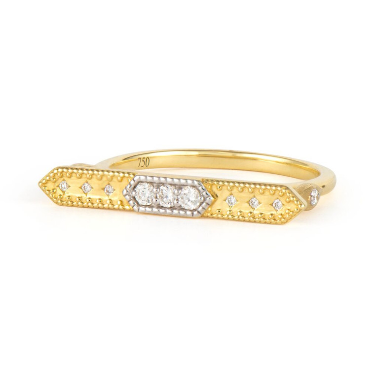 *VIRTUAL POP UP* Jude Frances 18K Yellow Gold Lisse Elongated Hex Bar Ring, Size 6.5