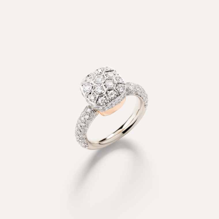 Pomellato Nudo 18K Rose and White Gold Diamond Classic Ring, Size 55 Pomellato Nudo 18K Rose and White Gold Diamond Classic Ring, Size 55