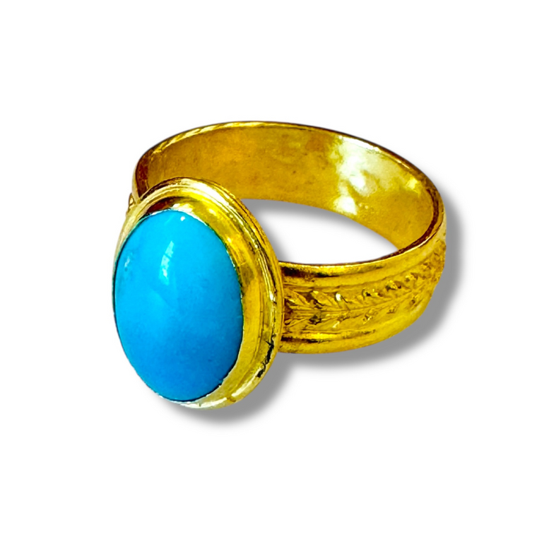 Mara Labell Designs 18K Gold Turquoise Ring, Size 9