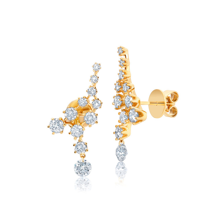 Graziela Gems 18K Yellow Gold Floating Diamond Ear Climbers