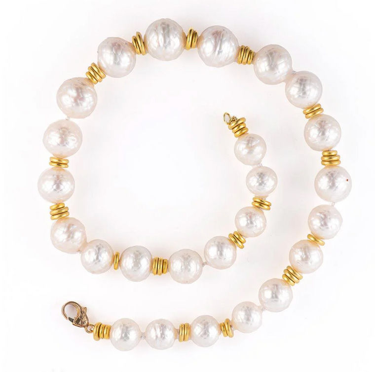 *RESERVE TODAY* Sylva & Cie. 18K Yellow Gold South Sea Pearl Beaded Necklace, 18"
