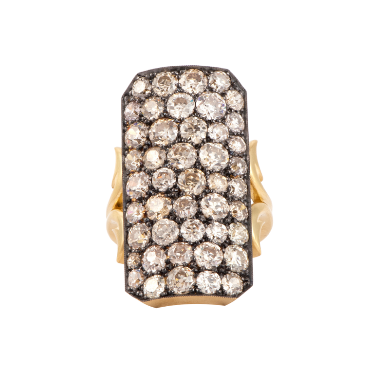 Sylva & Cie. 18K Yellow Gold Long Old Euro Ten Table Ring, Size 7 1/2