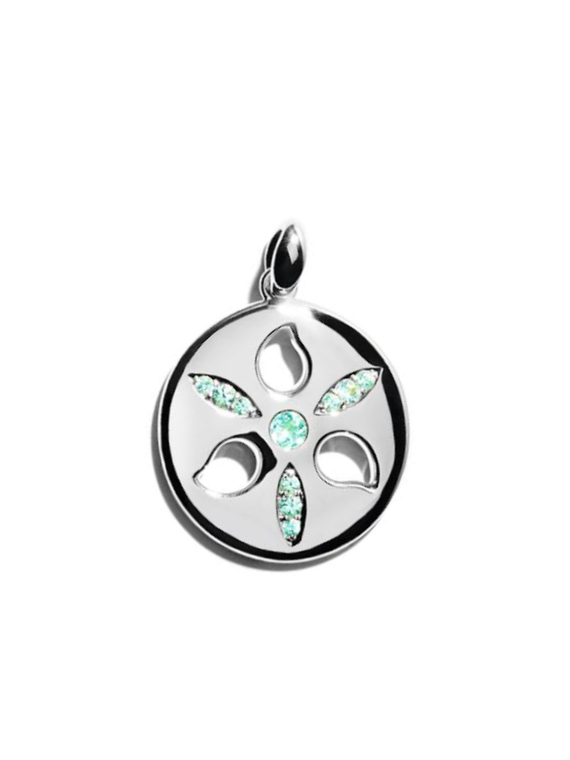 Tamara Comolli 18K White Gold Sand Dollar Large Pendant with Paraiba Tourmaline