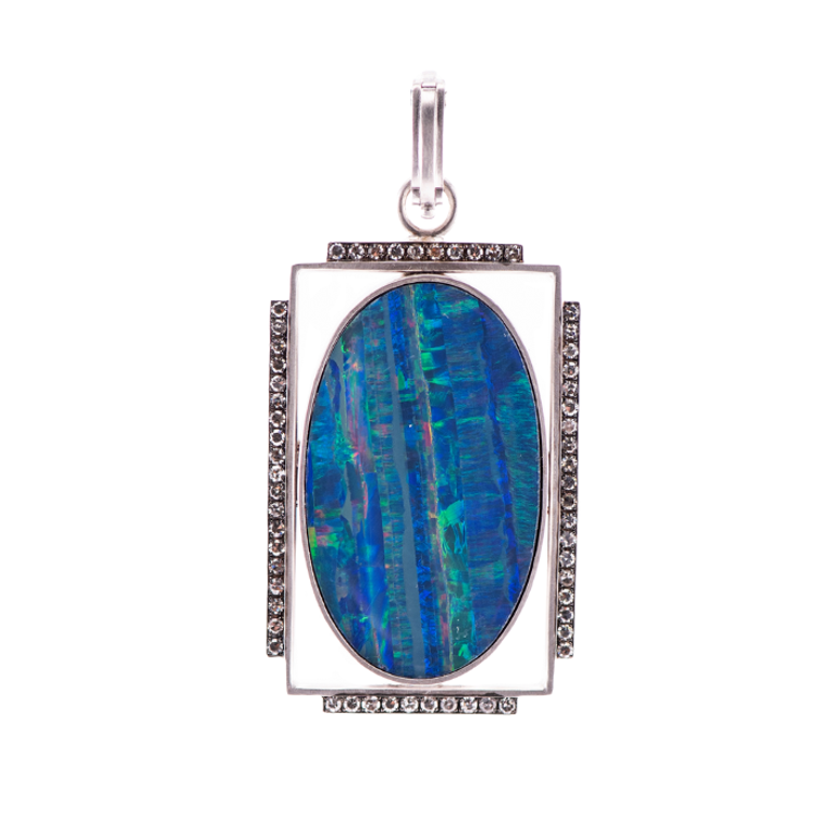 Sylva & Cie. 18K White Gold Opal Pendant Sylva & Cie. 18K White Gold Opal Pendant