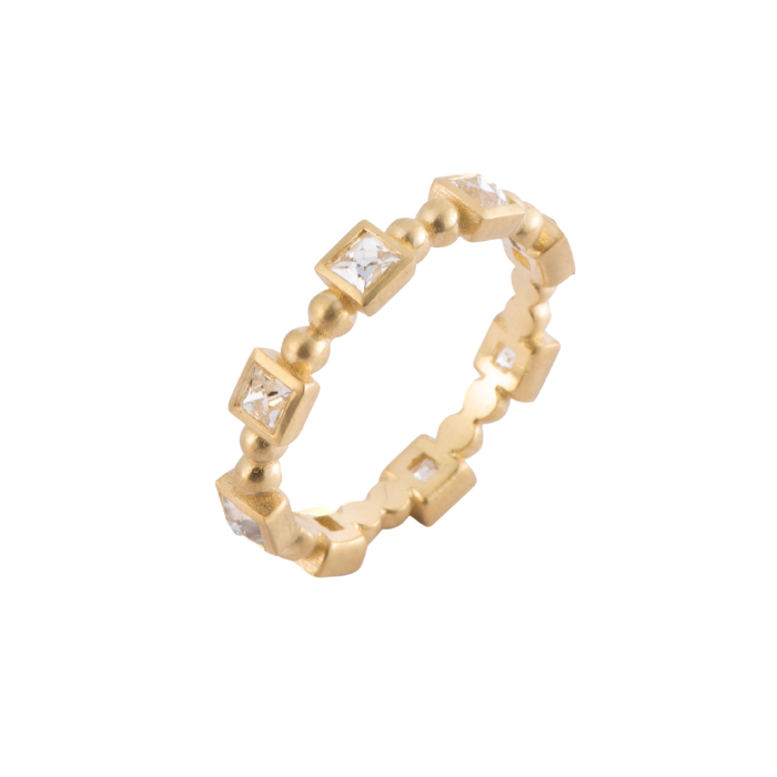 Sylva & Cie. 18K Yellow Gold French Cut Stack Band, Size 6 3/4