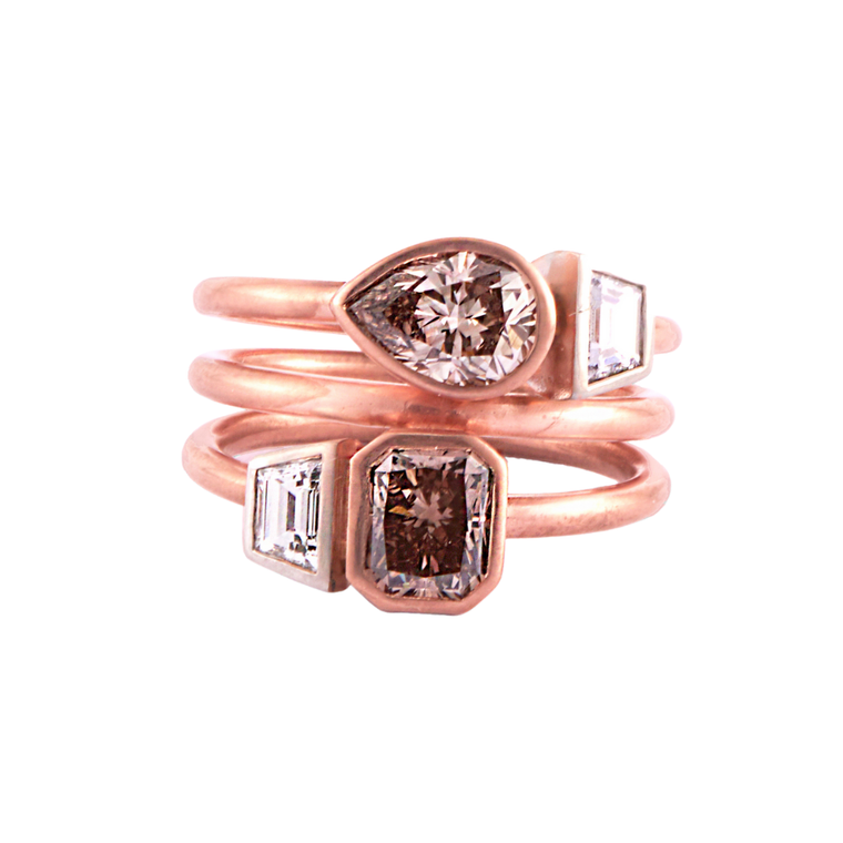 *RESERVE TODAY* Sylva & Cie. 14K Rose Gold & Platinum Moi and Toi Spiral Fancy Pink Diamond Ring, Size 7 1/4