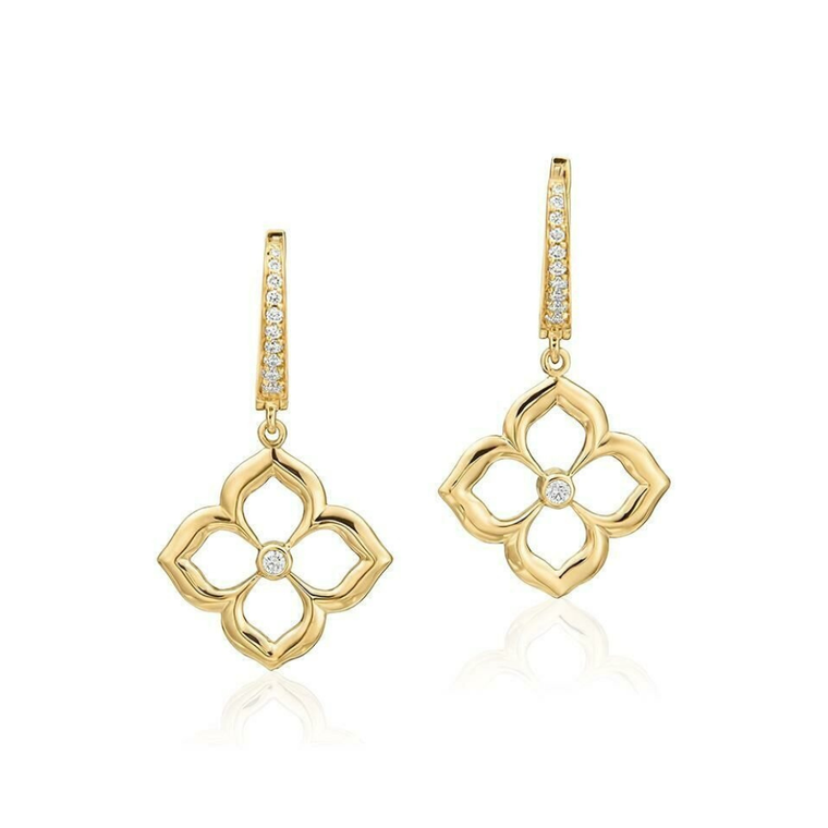 Gumuchian 18K Yellow Gold Diamond Lotus Fleur Drop Earrings