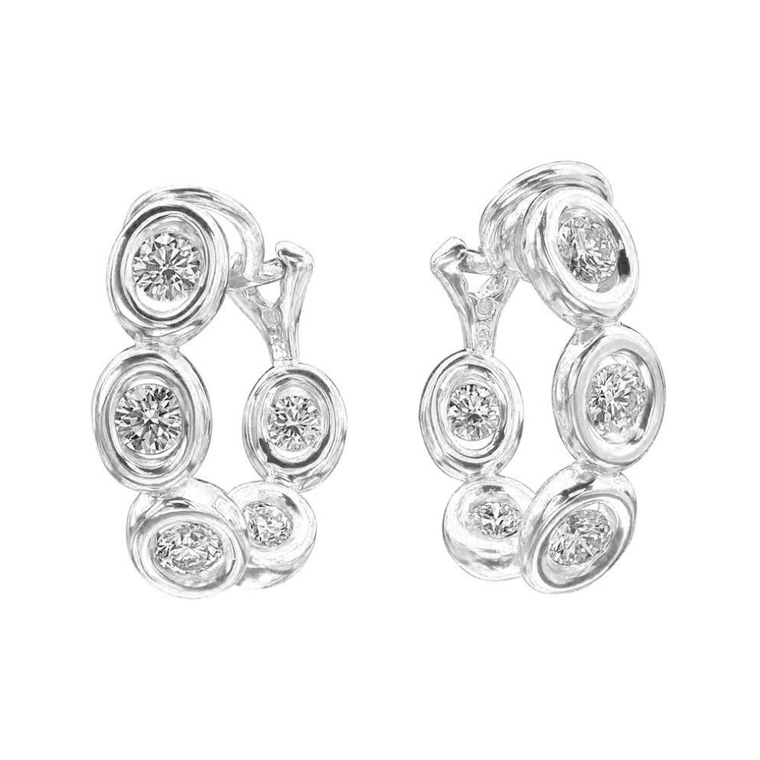 Gumuchian 18K White Gold Diamond Medium Oasis Curve Earrings