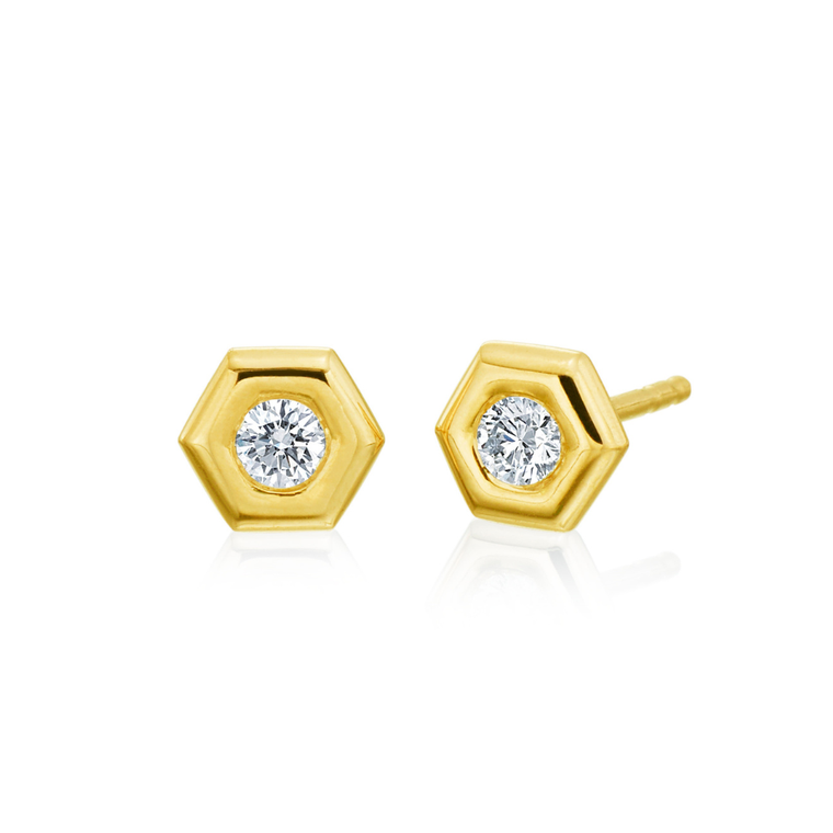 Gumuchian 18K Yellow Gold Diamond B Collection Mini Stud Earrings