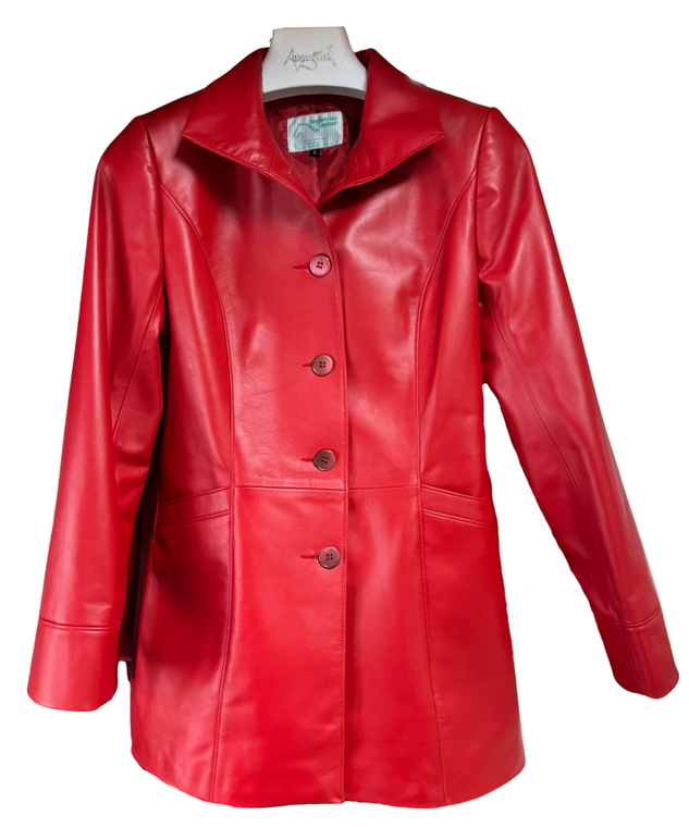 Augustina's Fiona Leather Jacket in Red
