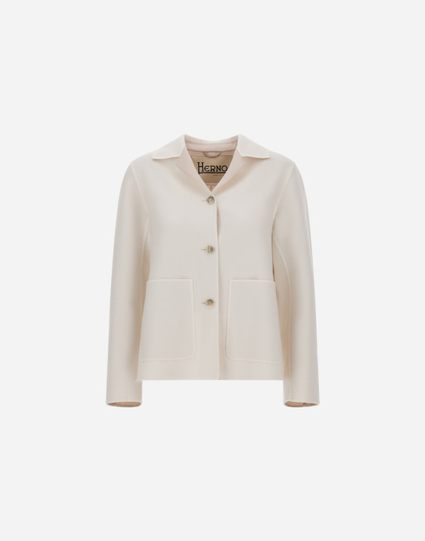 Herno Double Faced Wool Blazer Jacket in Cream/Chantilly, Size 46