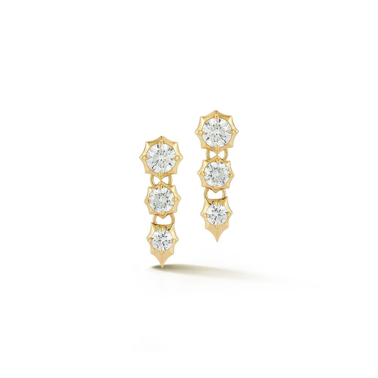 Jade Trau 18K Yellow Gold 3 Stone Sophisticate Drop Earrings