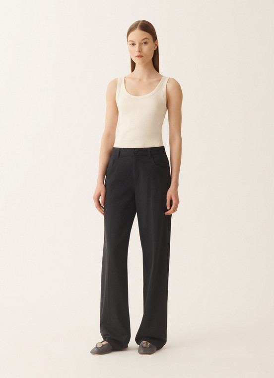 Fabiana Filippi Milano Jersey Pants in Midnight Blue, Size 48