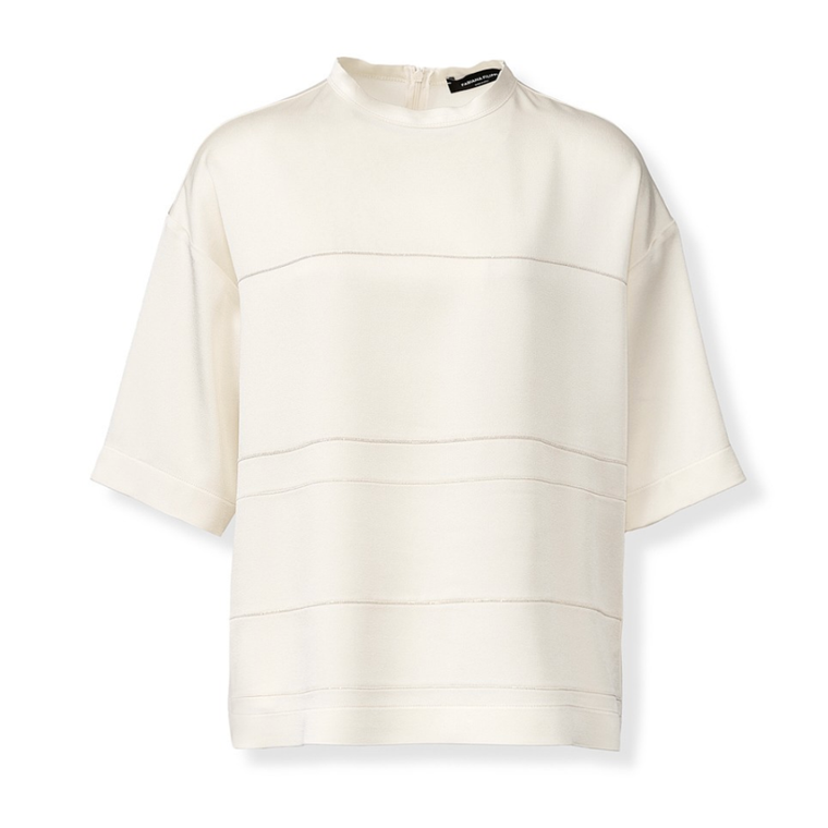 *VIRTUAL TRUNK SHOW* Fabiana Filippi Enver Satin Maxi T-shirt Top With Filo Diamante Stripe