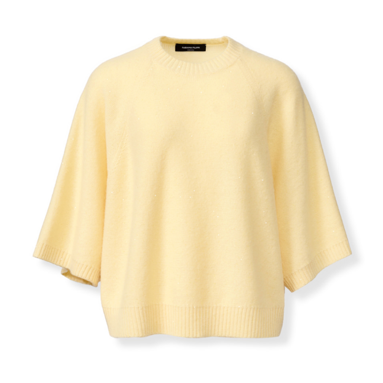 *VIRTUAL TRUNK SHOW* Fabiana Filippi Silk Wool With Sequins Cropped Short Sleeve Cape