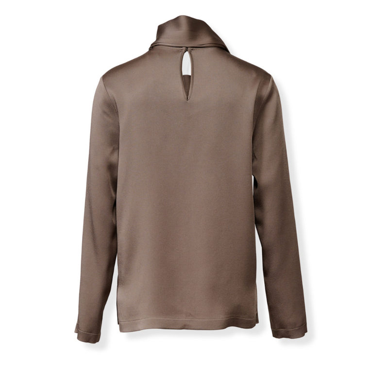 *VIRTUAL TRUNK SHOW* Fabiana Filippi Enver Satin Long Sleeve Top With Filo Diamante Knot Pin