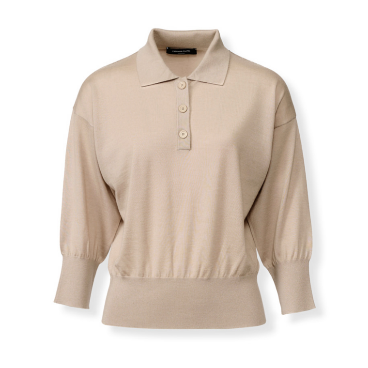 *VIRTUAL TRUNK SHOW* Fabiana Filippi Cashmere Silk 3/4 Sleeve Polo
