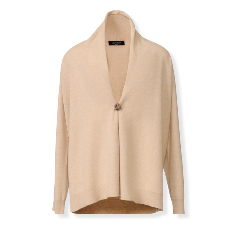 *VIRTUAL TRUNK SHOW* Fabiana Filippi Platinum Cardigan With Filo Diamante Pin