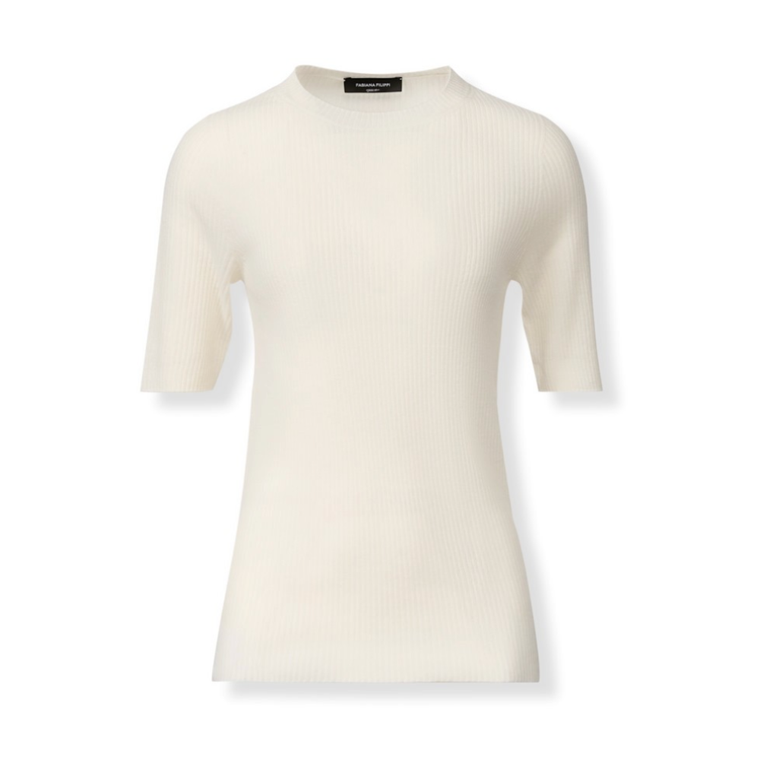 *VIRTUAL TRUNK SHOW* Fabiana Filippi Platinum Ribbed Short Sleeve Sweater