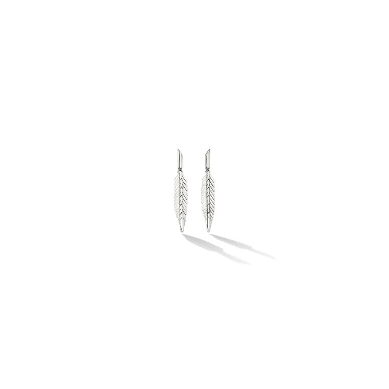 Cadar 18K White Gold Feather Drop Earrings (Small)