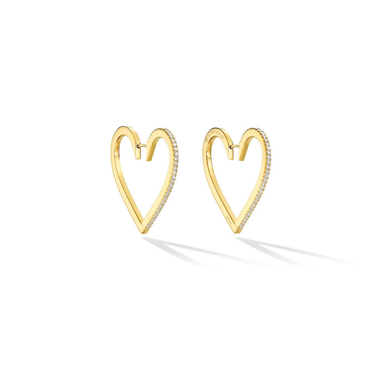 Cadar 18K Yellow Gold Endless Hoop Earrings with White Diamonds (Large)