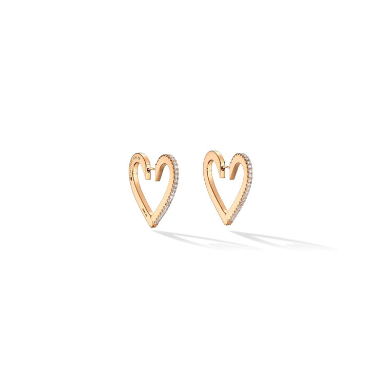 Cadar 18K Rose Gold Endless Hoop Earrings with White Diamonds (Medium)