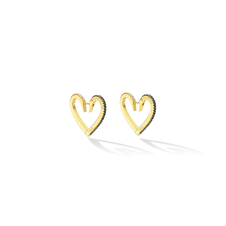 Cadar 18K Yellow Gold Endless Hoop Earrings with Black & White Diamonds (Medium)