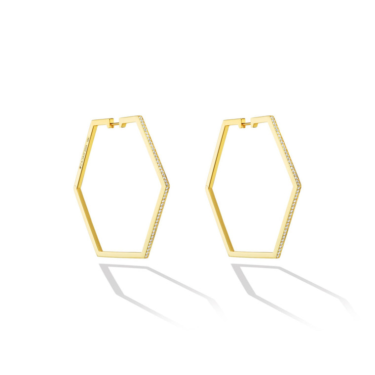 Cadar 18K Yellow Gold B Home Hoop Earrings (Large)