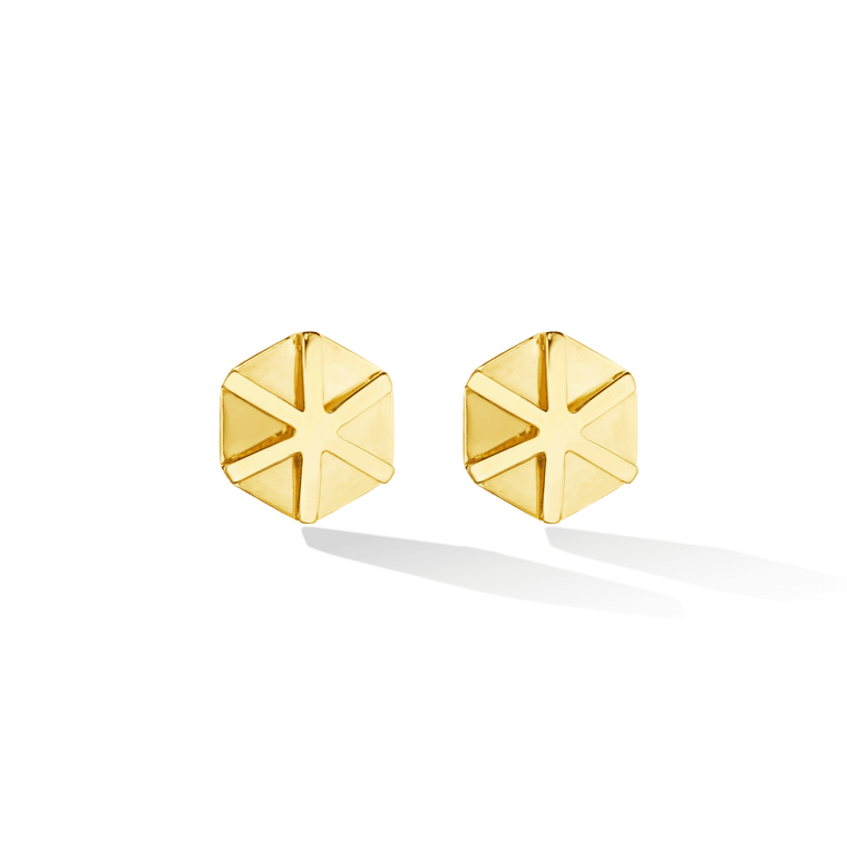 Cadar 18K Yellow Gold B Home Studs (Small)