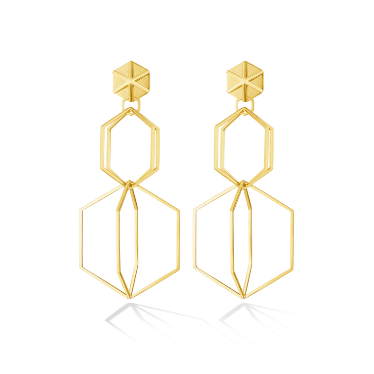 Cadar 18K Yellow Gold B Home Drop Earrings