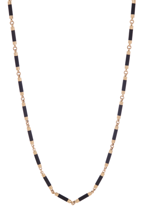 *RESERVE TODAY* Sidney Garber 18K Yellow Gold and Ebony Barrel Bar Link Necklace, 27"