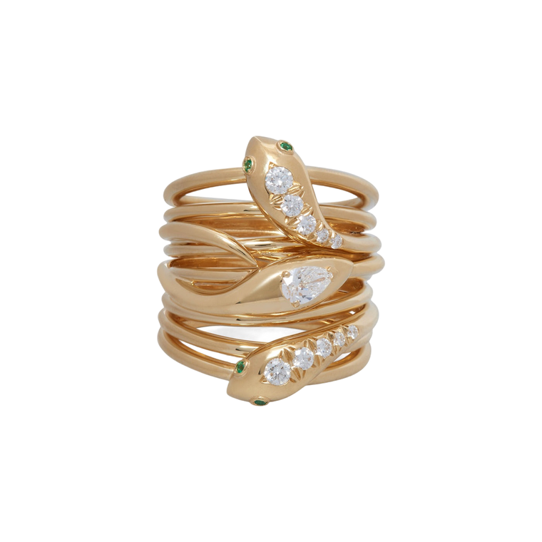 *RESERVE TODAY* Sidney Garber Serpentine Ring with Diamonds & Emeralds