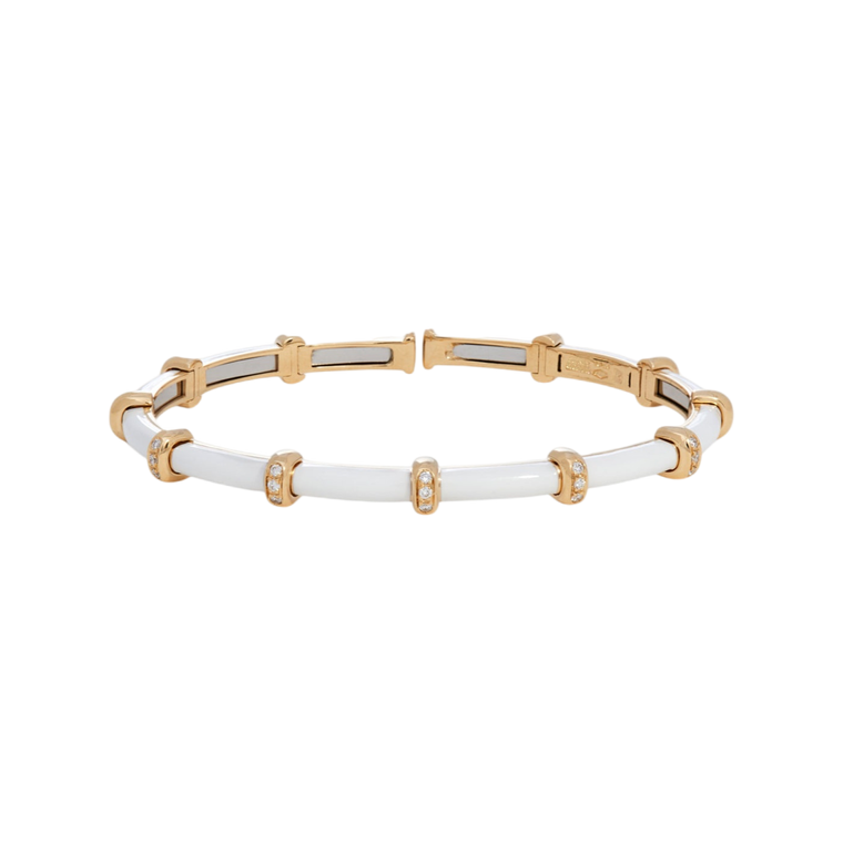 *RESERVE TODAY* Sidney Garber White Enamel Carly Bracelet with Diamonds