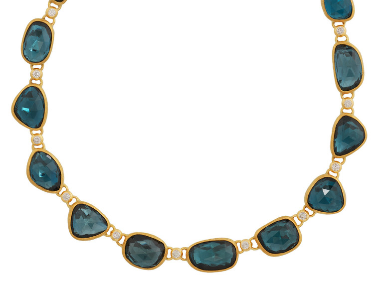 *GURHAN SHOP & SIP EVENT* GURHAN Elements One-of-a-Kind 24K Gold Topaz Rivière Link Necklace, Diamond Links