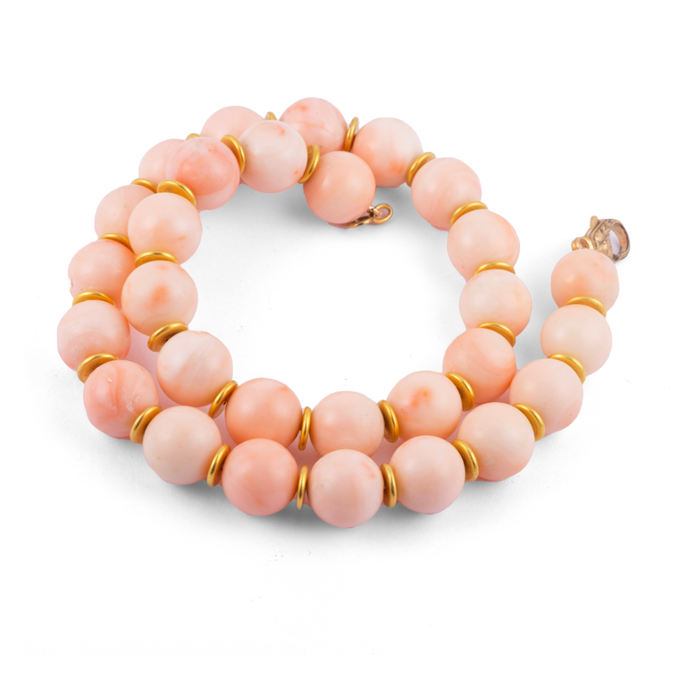 Sylva & Cie. 18K Yellow Gold Angel Hair Coral Necklace, 18"