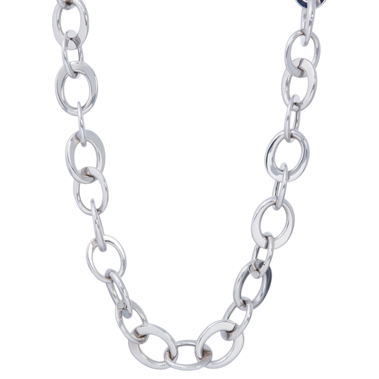 Sidney Garber 18K White Gold Crescent Link Necklace, 17"