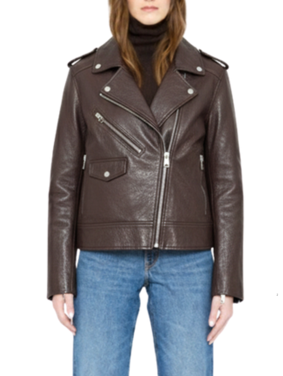 *RESERVE TODAY*Augustina's Andromeda Pebbled Leather Jacket in Chocolate