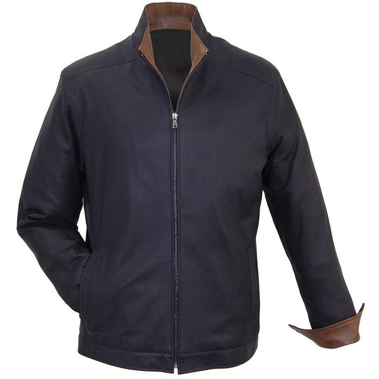 *RESERVE TODAY* Remy Men's Classic Style Leather Jacket in Navy/Timber