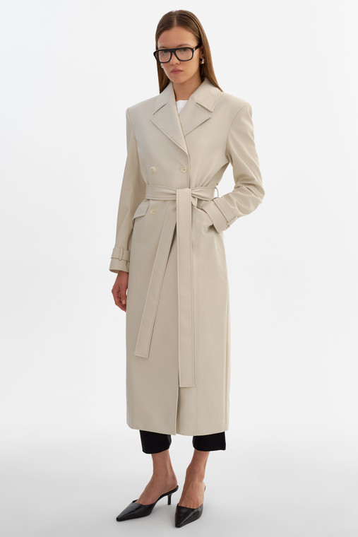 *ORDER TODAY* LAMARQUE Iolanthe Faux Leather Trench Coat in Bone