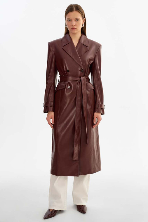*ORDER TODAY* LAMARQUE Iolanthe Faux Leather Trench Coat in Wax Brown