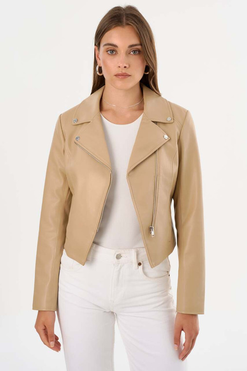 *ORDER TODAY* LAMARQUE Pascale Fitted Faux Leather Jacket in Wheat