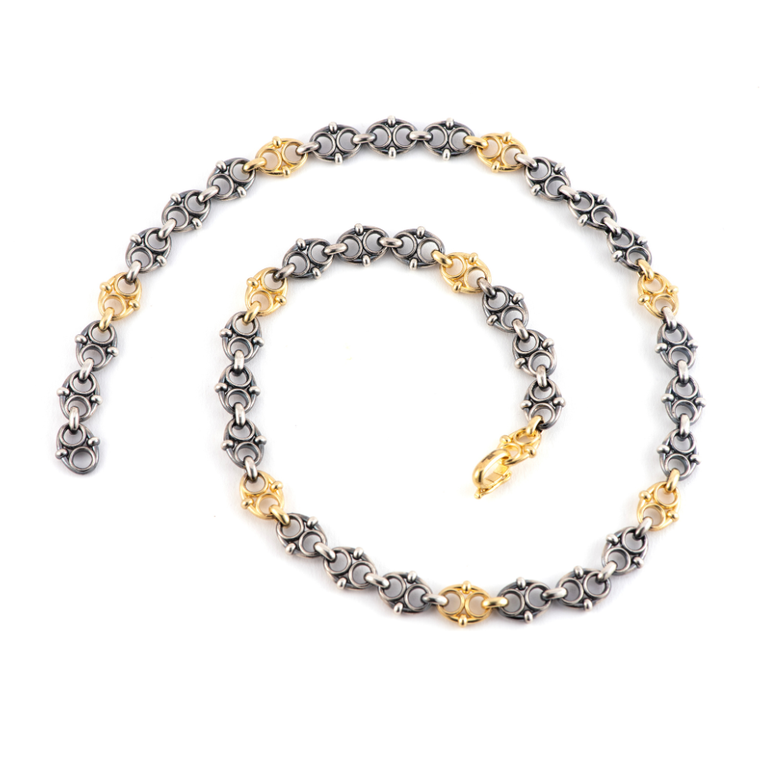 Sylva & Cie. 18K Yellow Gold/Platinite Small Marine Link Chain, 18"