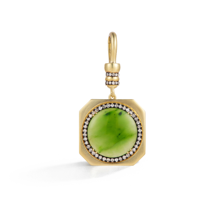 Sylva & Cie. 18K Yellow Gold Jade Neo Claps Pendant