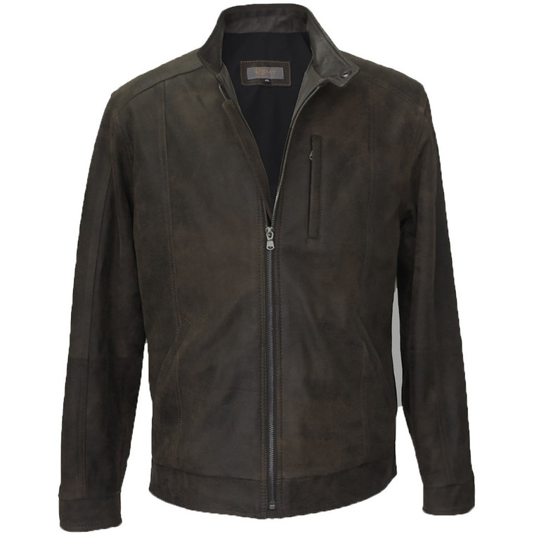 Remy Men's Leather Moto Style Jacket in Frontier/Cocoa
